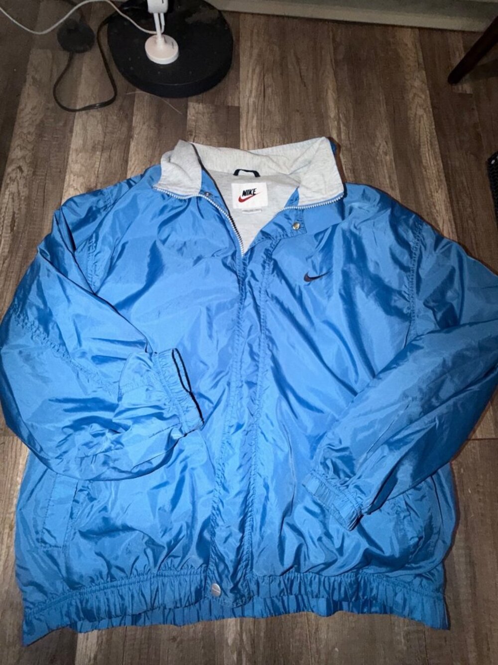 Nike Blue Windbreaker Jacket XL Full-Zip Lightweight Sportswear Made In Malaysia